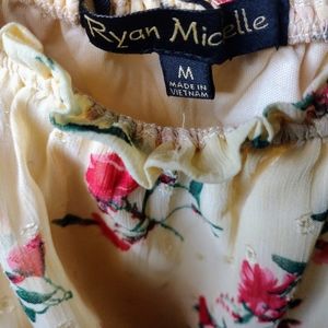 yellowish with red flowers dress